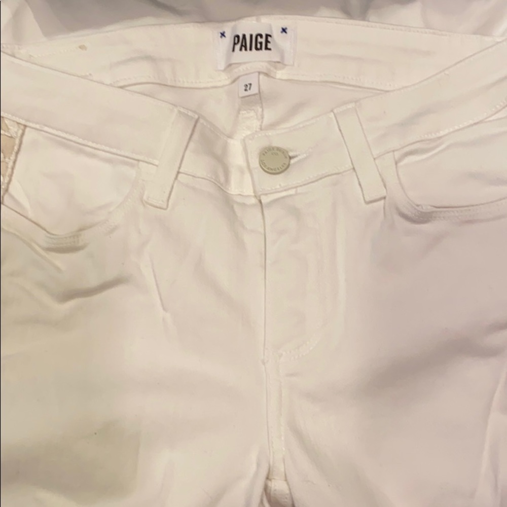 Paige crime jeans with fun Aztec like stripe.